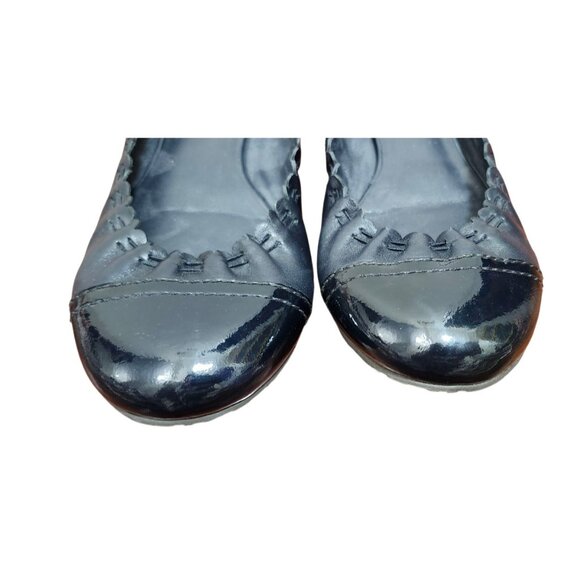 Tory Burch Black Abbey Mestico/Patent Flats dark blue Leather Women's Size 7.5 - Picture 4 of 9